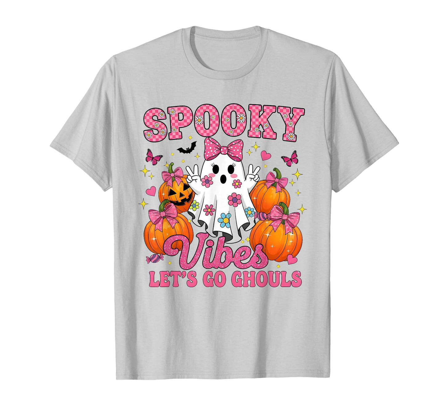 Spooky Vibes Let's Go Ghouls Ghost Trick Or Treat Halloween T-Shirt