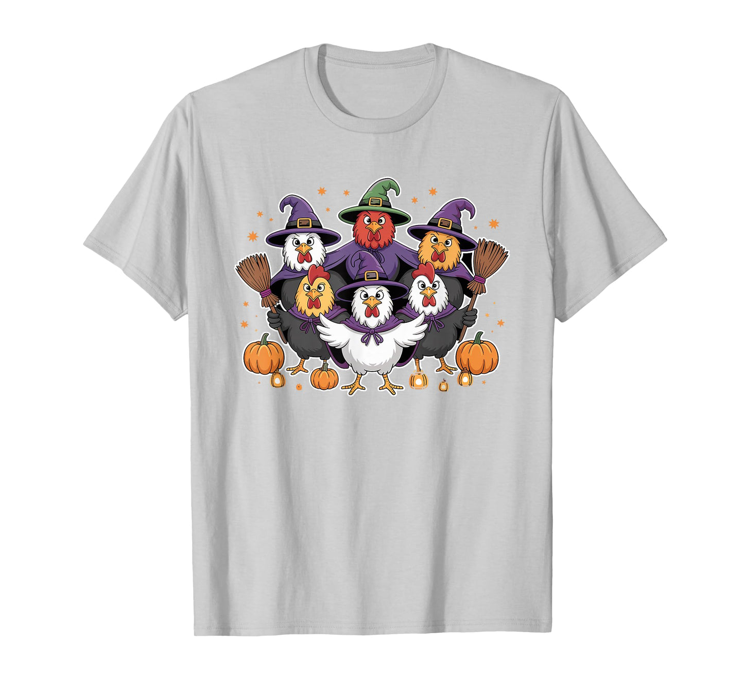 Witchy Chicken Squad Halloween Moon T-Shirt