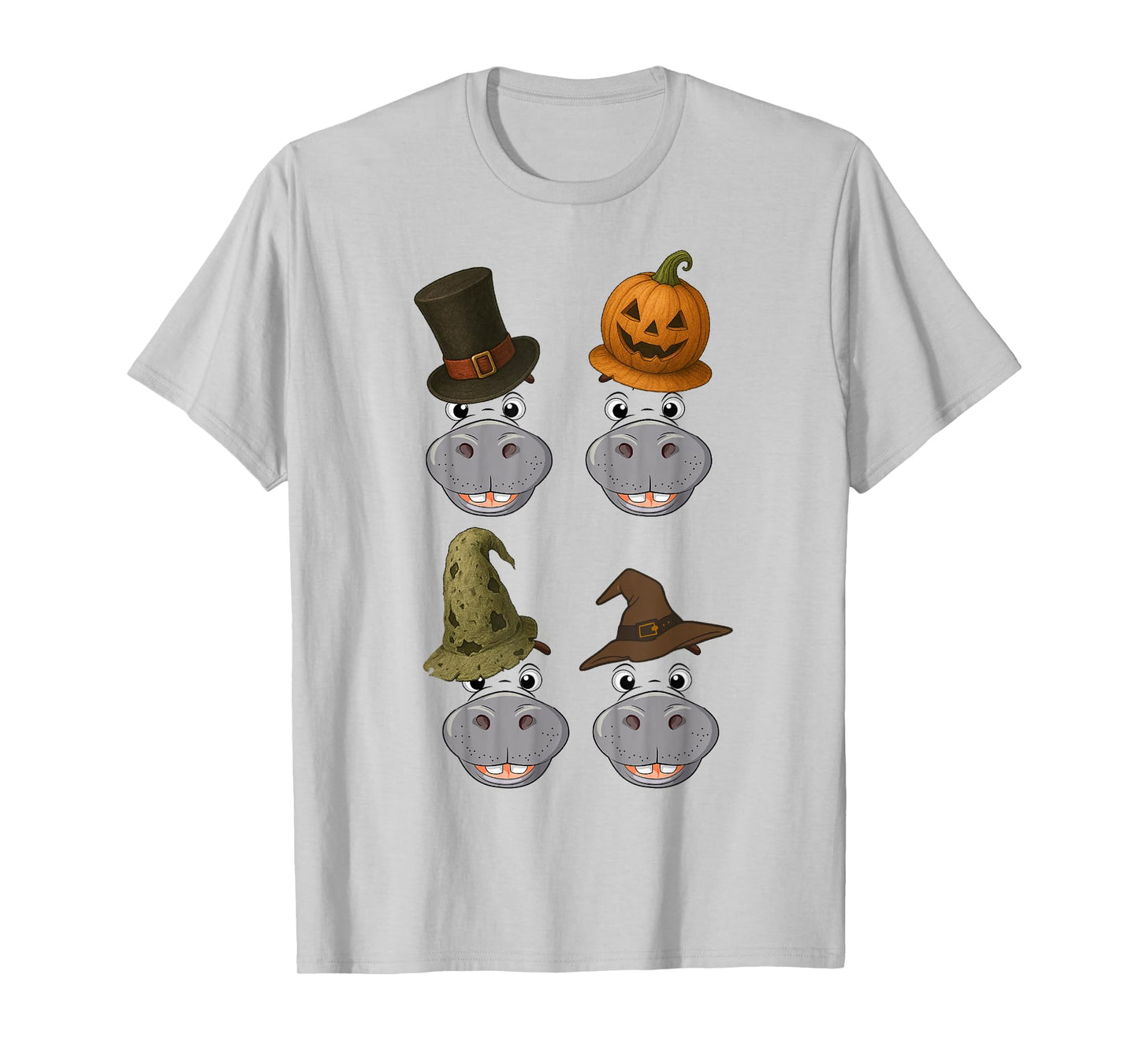 Hippo Spooky Ghost Horror Pumpkin Zombie Halloween T-Shirt