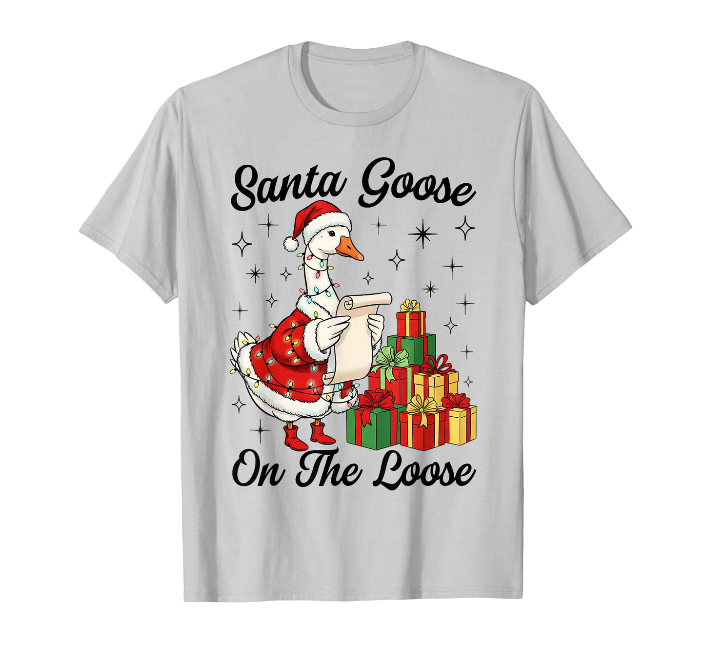 Santa Goose On The Loose Funny Silly Goose Christmas Pajama T-Shirt