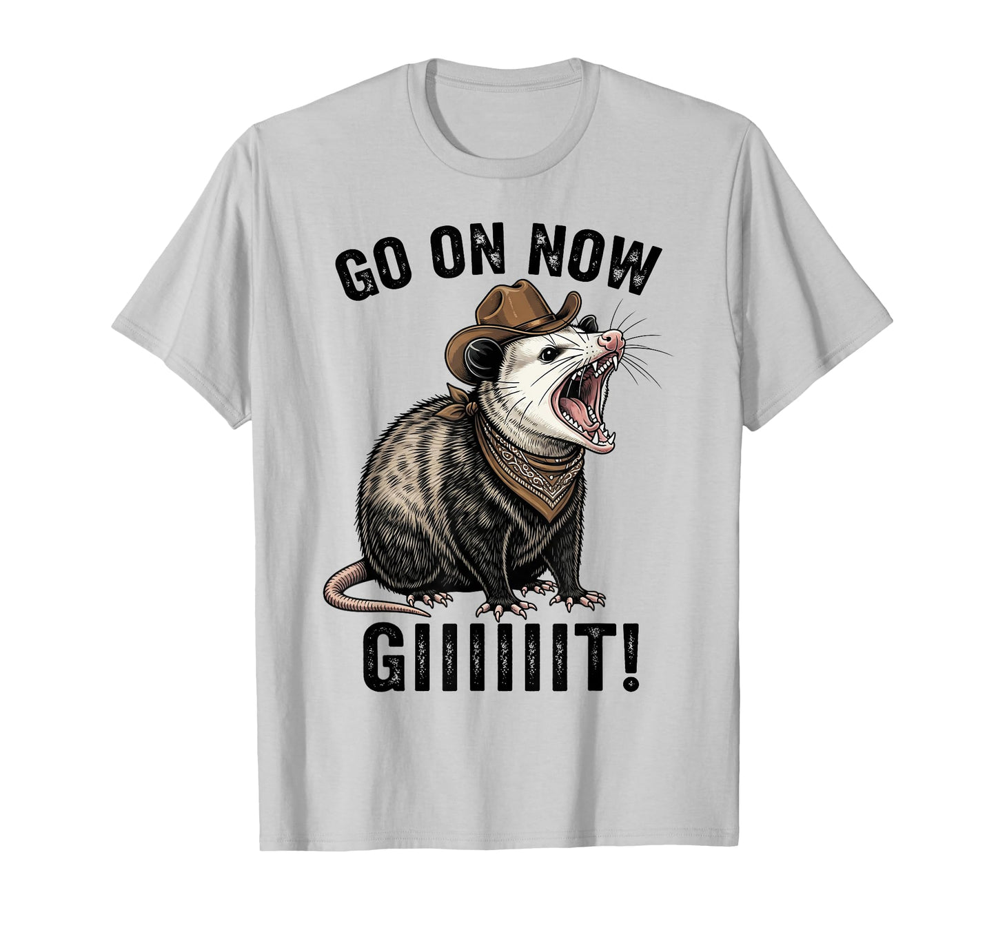 Vintage Cowboy Opossum Go On Now Giiiit Funny Western Tee T-Shirt