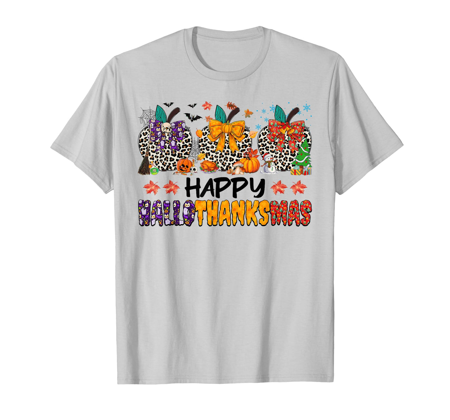 Happy Hallothanksmas Halloween Thanksgiving Xmas Teachers T-Shirt