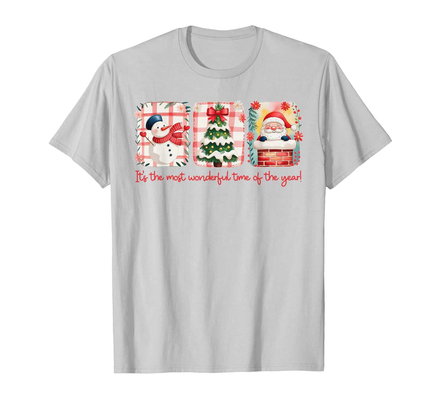 Christmas The Most Wonderful Time of The Year Plaid Snowman T-Shirt