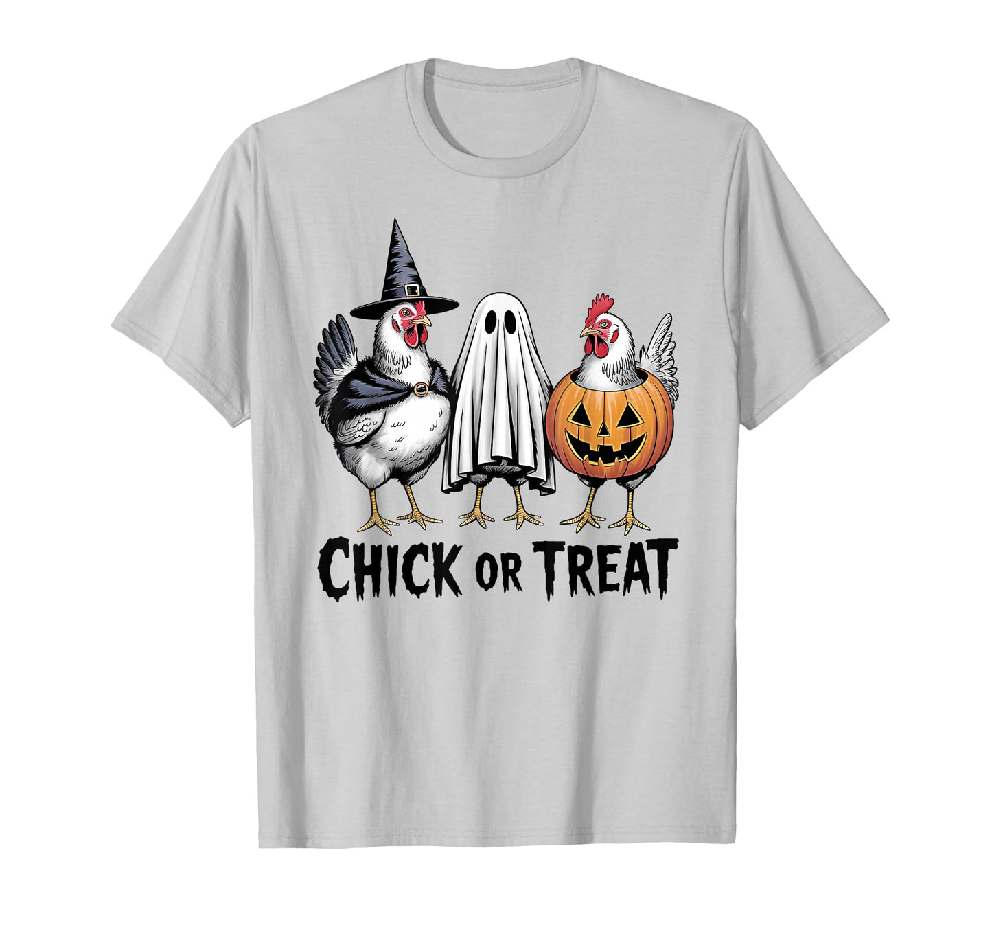 Chick Or Treat Spooky Witch Ghost Pumpkin Chicken Halloween T-Shirt