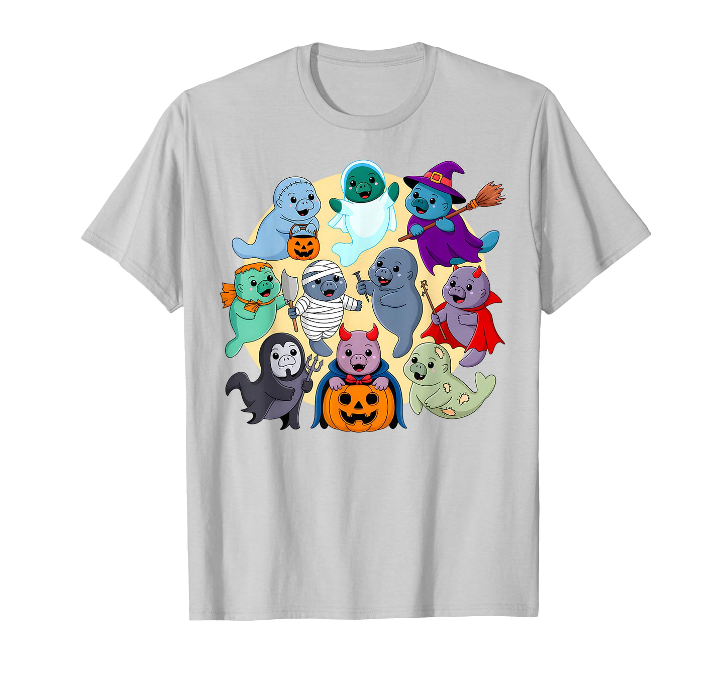 Cute Manatee Ghost Zombie Witch Halloween Costume Kids T-Shirt