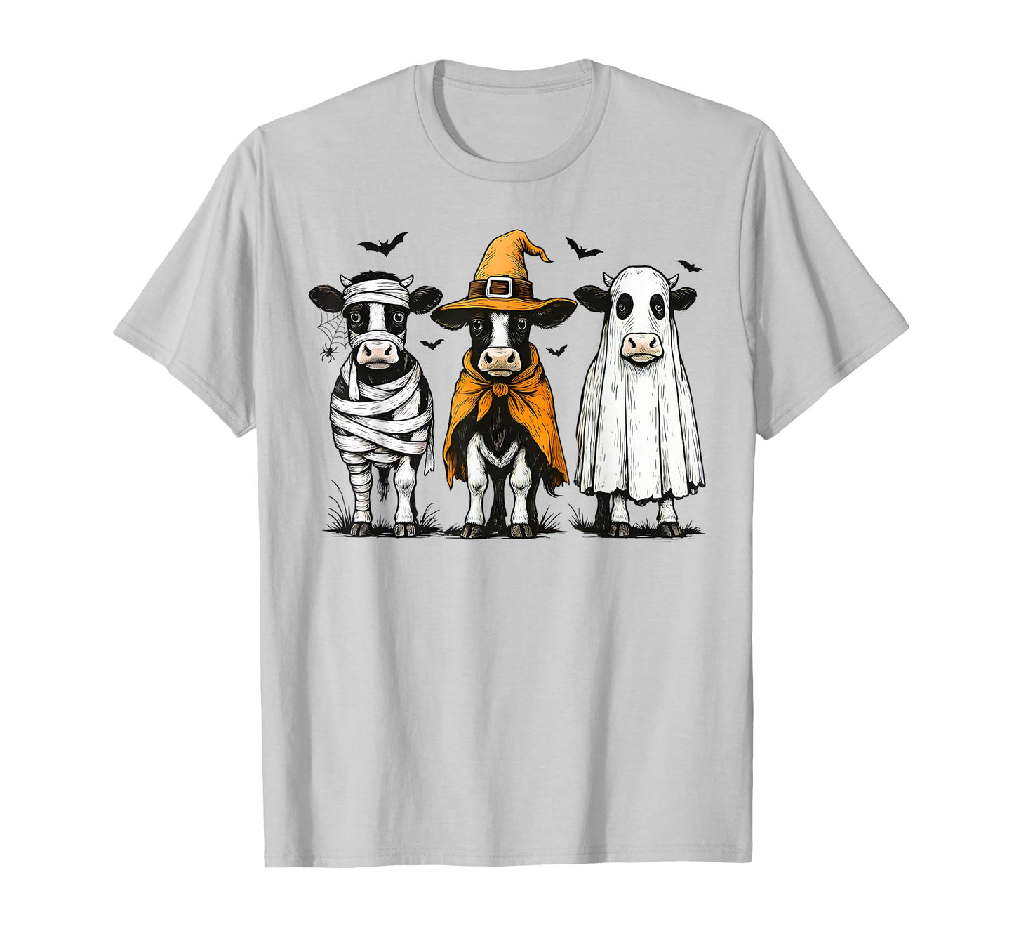 Funny Halloween Highland Cow Ghost Spooky Witch T-Shirt
