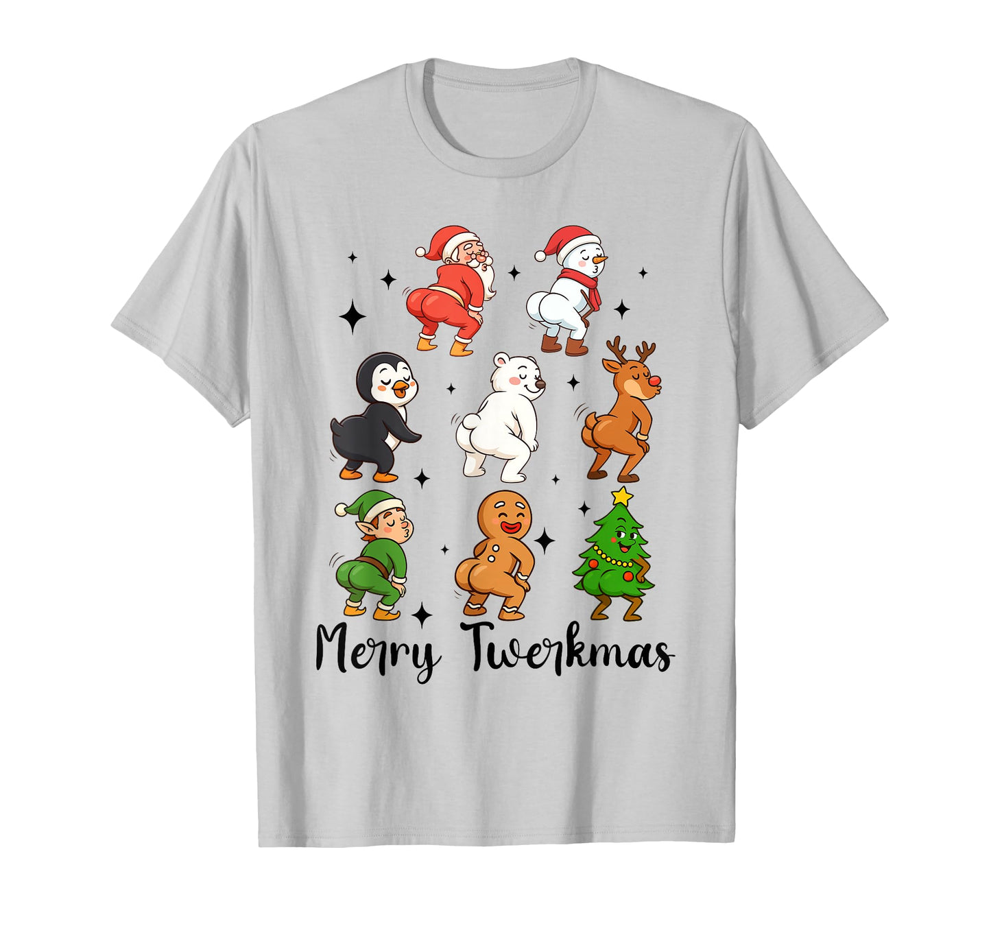 Funny Xmas Merry Twerkmas Christmas Characters Twerk Squad T-Shirt