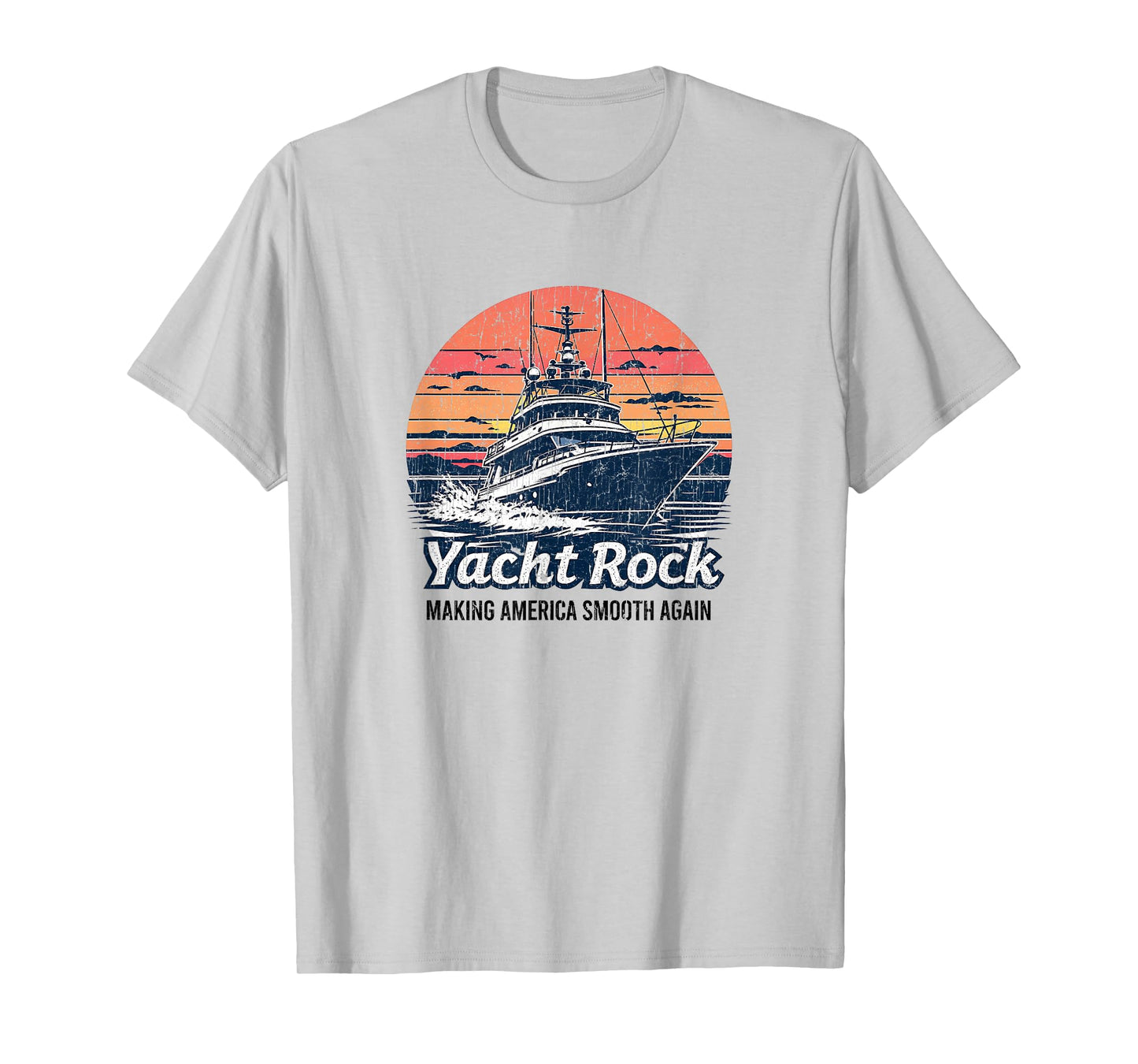 Yacht Rock, Retro Party Boat Drinking, Vintage Faded Yacht T-Shirt