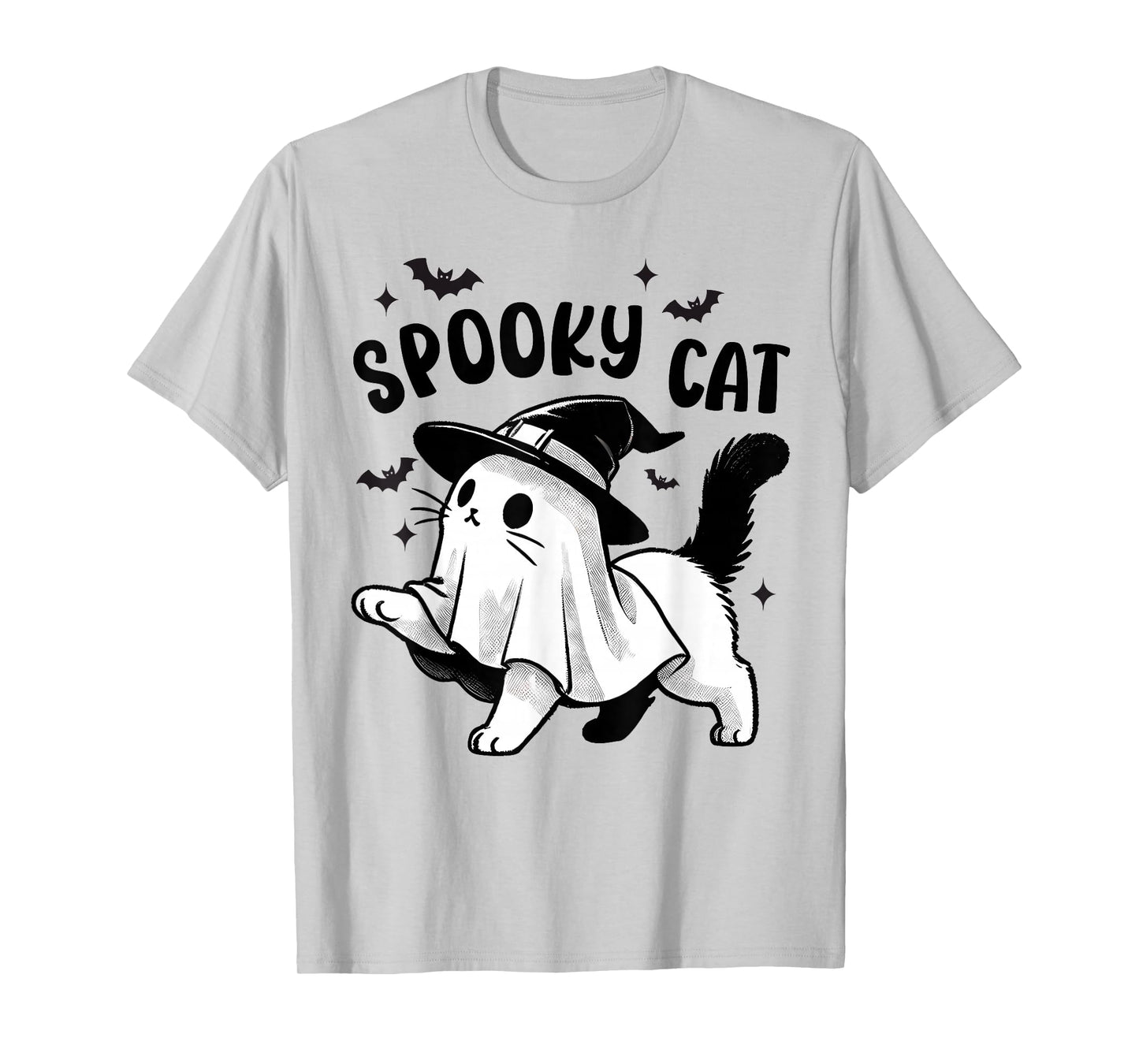 Spooky Cat Halloween Ghost Pumpkins Men Women Mom T-Shirt