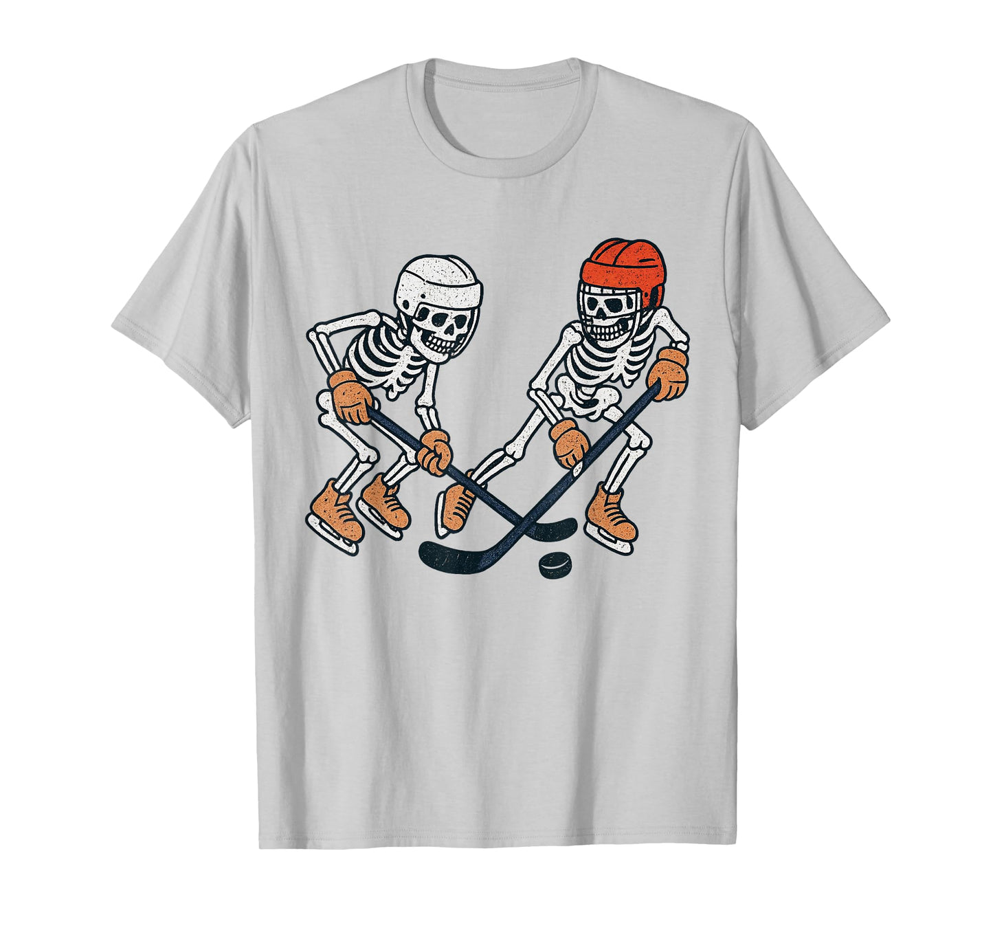 Vintage Halloween Skeleton Ice Hockey Funny Spooky Costume T-Shirt