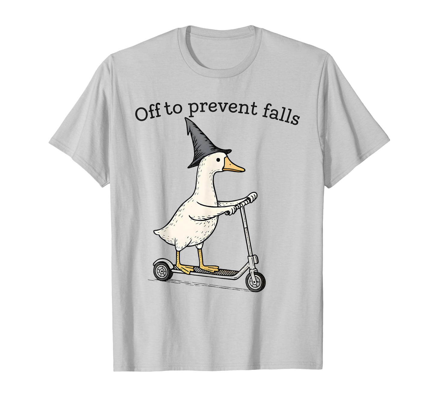 Fall Prevention PT OT Nurse Funny Goose Witch On Scooter T-Shirt