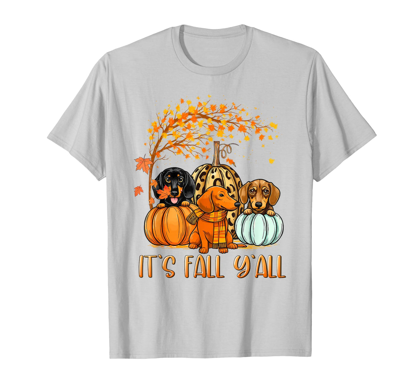 It’s Fall Y’all Autumn Dachshund Pumpkins Fall Women Girls T-Shirt
