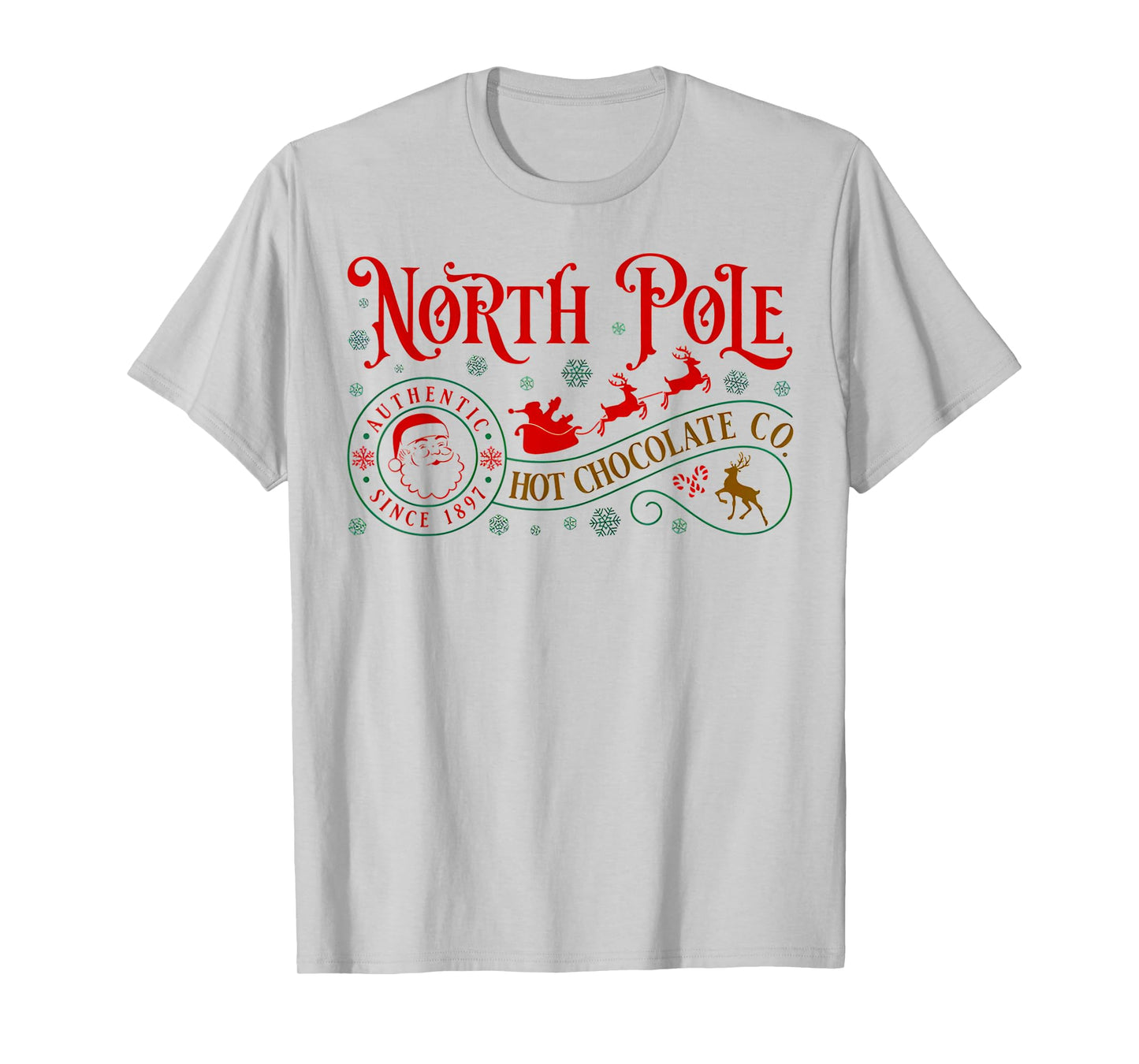 North Pole Hot Chocolate Retro Xmas Santa Claus Christmas T-Shirt
