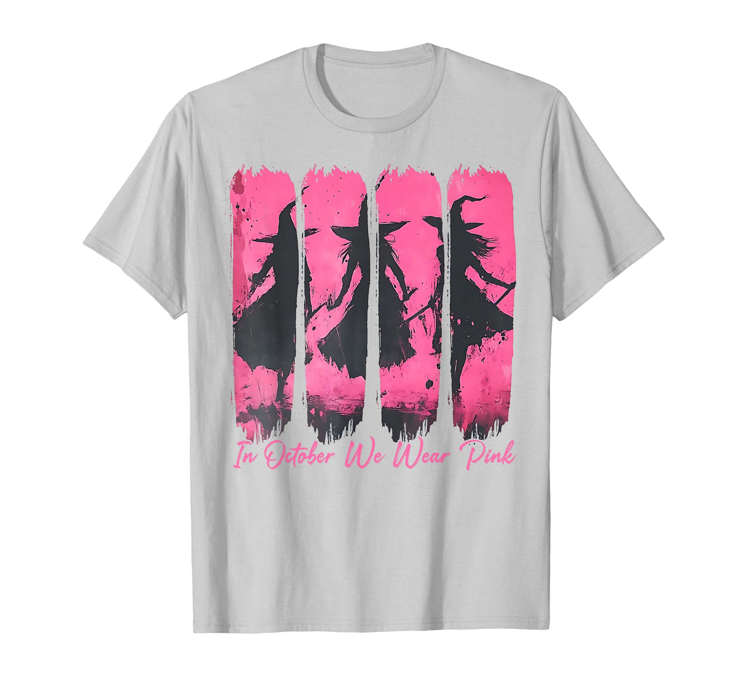 Retro in October We Wear Pink Witch Breast Cancer Awareness T-Shirt