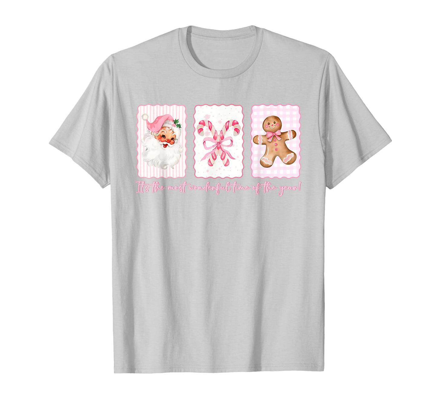 It's The Most Wonderful Time Pink Santa Coquette Bow Xmas T-Shirt