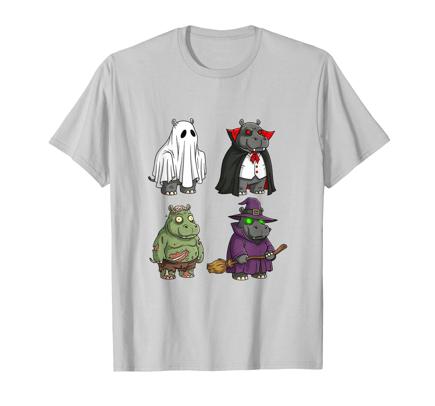 Cute Hippo Ghost Witch Zombie Funny Halloween Costume T-Shirt