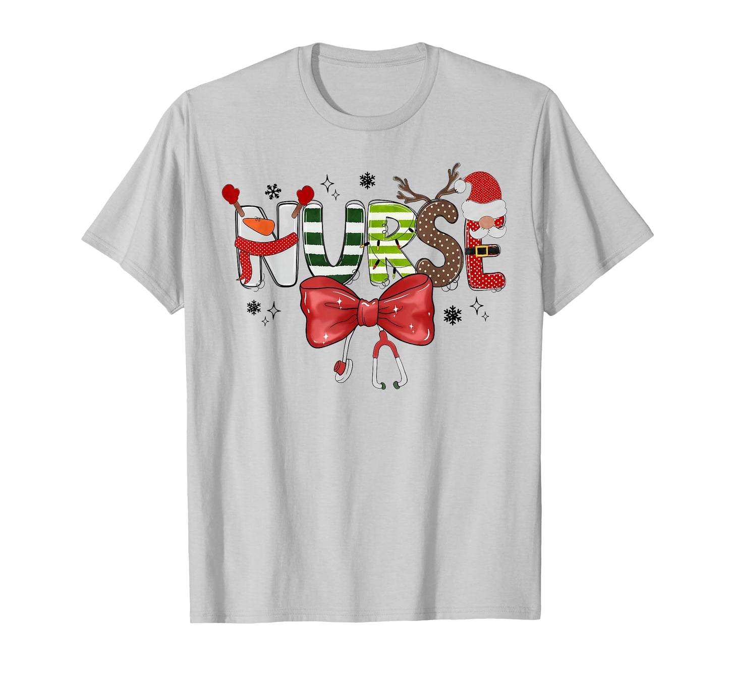 Stethoscope Coquette Bow Nurse Christmas Xmas Pajama Holiday T-Shirt