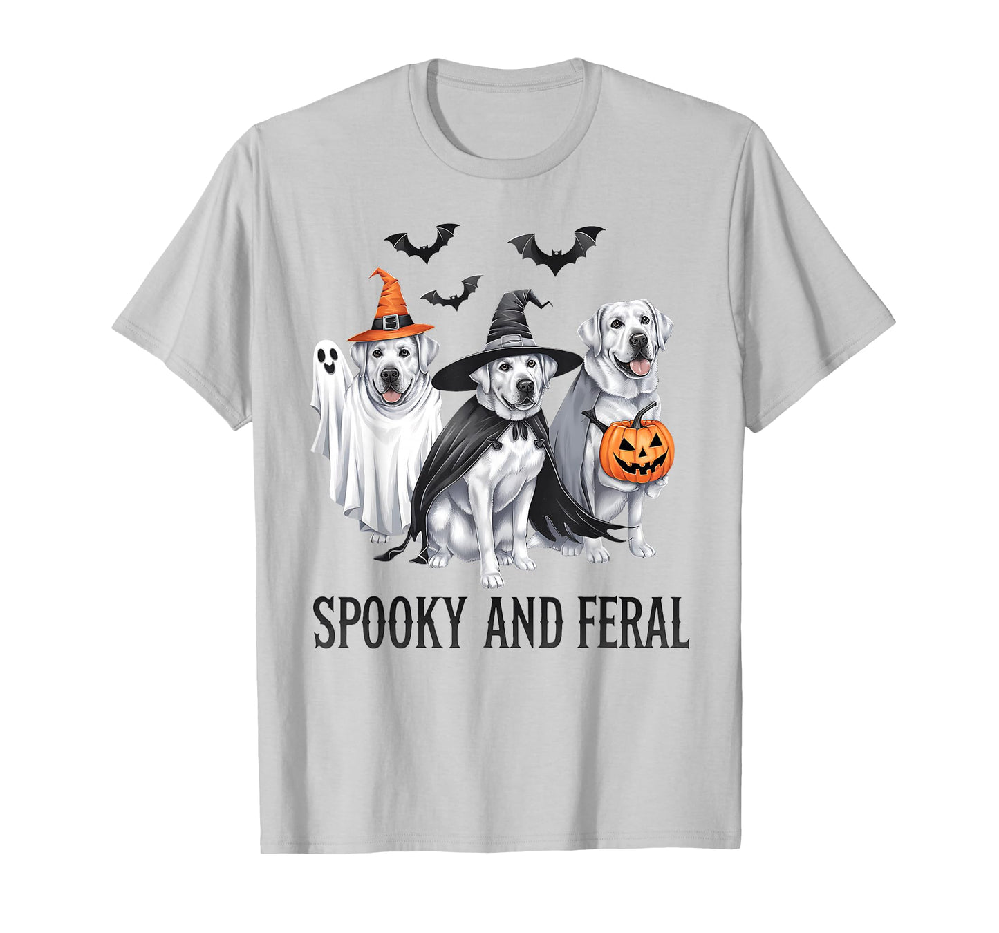 Labrador Halloween Funny Spooky and Feral Dog Ghost Pumpkin T-Shirt