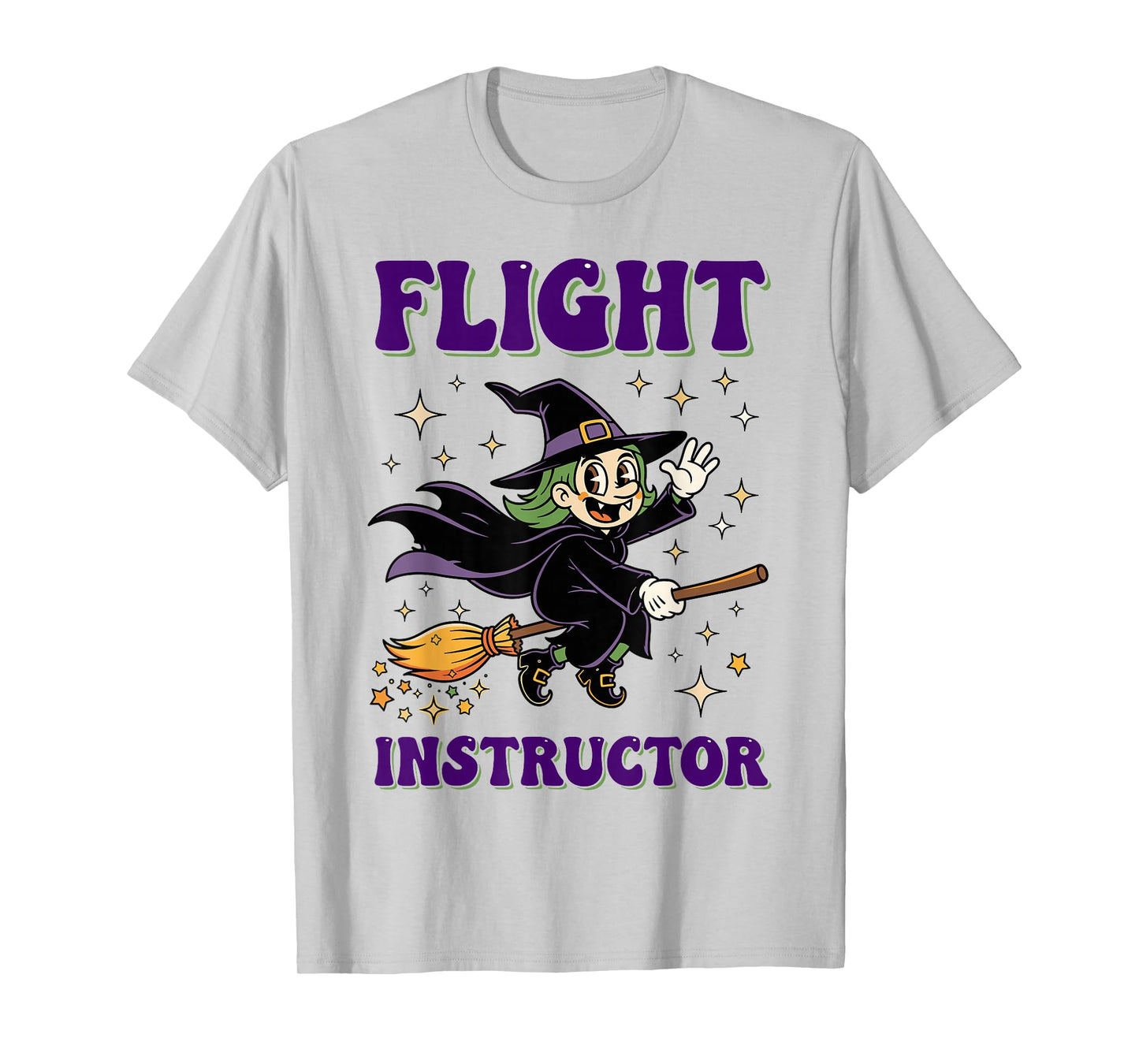 Flight Instructor Witch Riding Broomstick Halloween Costume T-Shirt