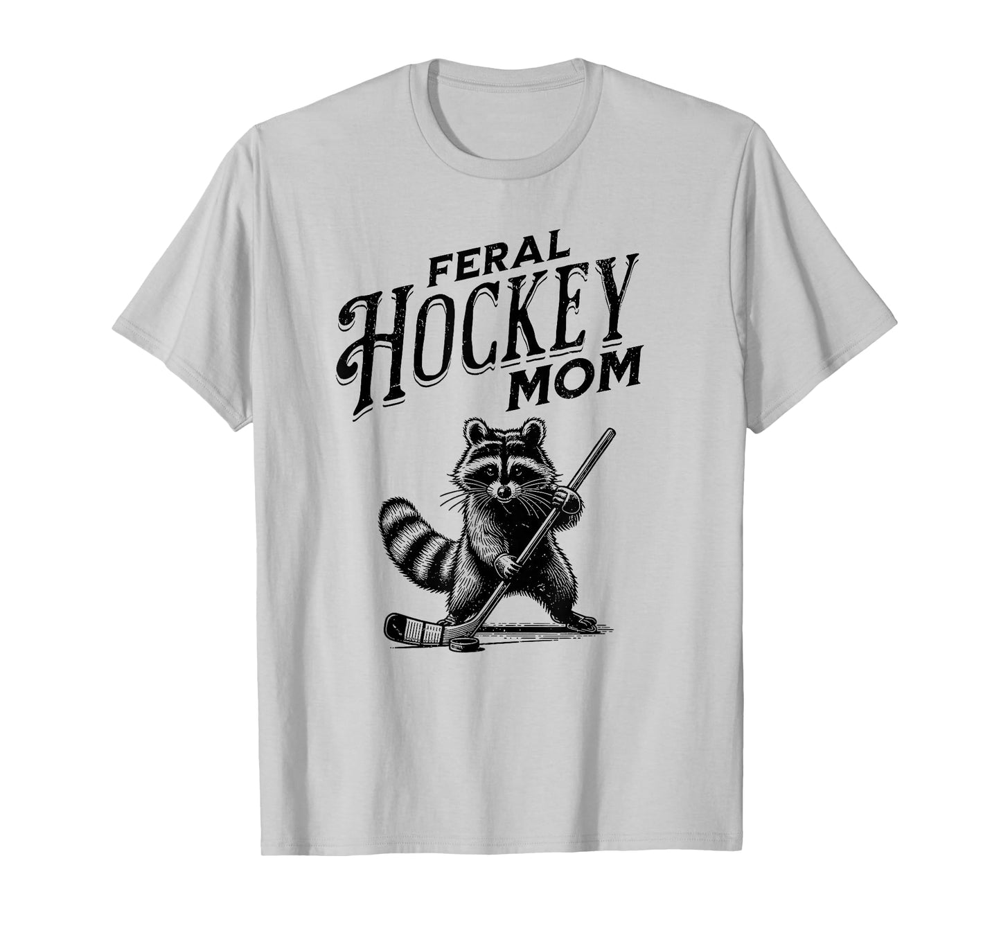 Retro Raccoon Feral Hockey Mom Hockey Player Trash Panda T-Shirt