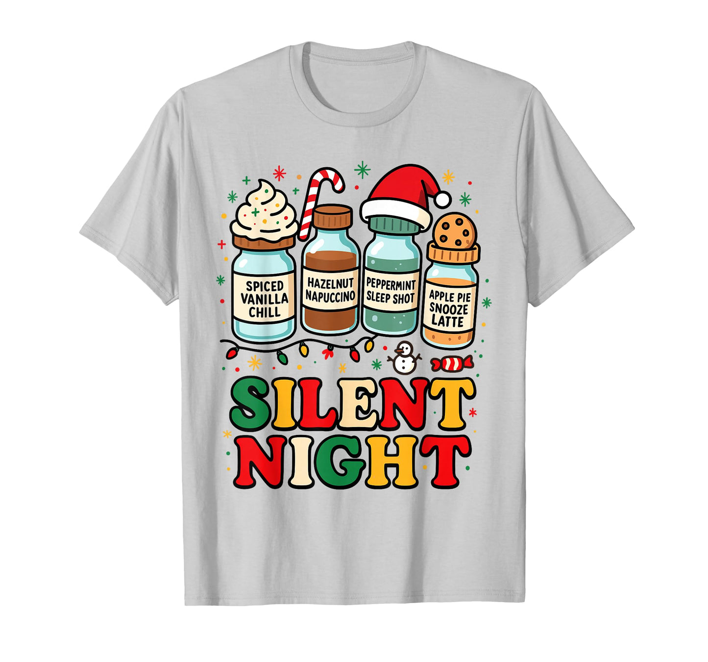 Silent Night Coffee Drinks Funny Christmas Design T-Shirt