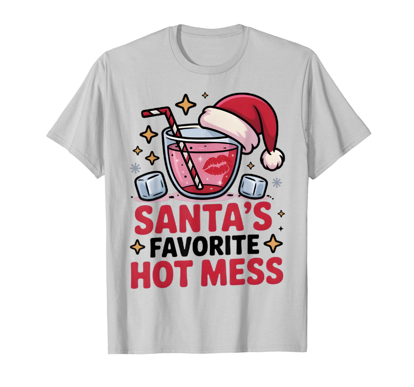 Santa's Favorite Hot Mess Christmas Funny Margarita T-Shirt