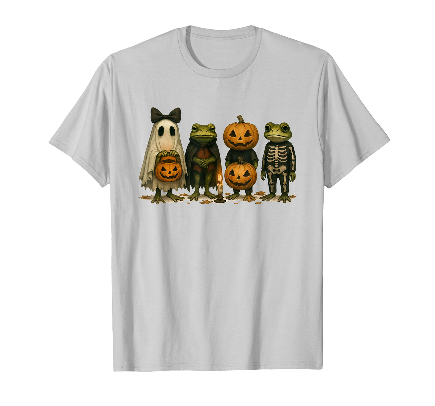 Spooky Skeleton Frog Cute with Pumpkin and Creepy Vibes T-Shirt