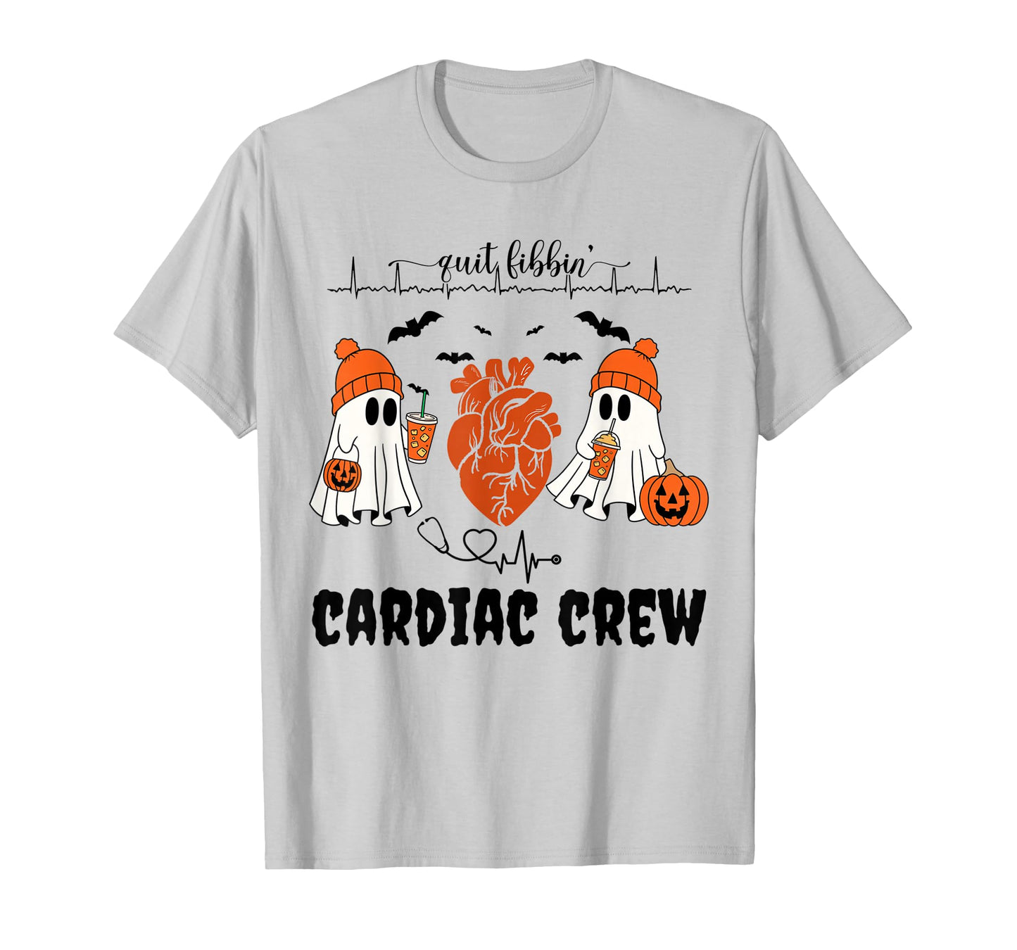 Heart Anatomy Ghosts Halloween Cardiology Heart Warrior T-Shirt