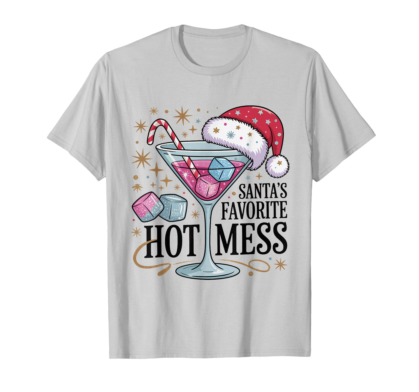 Santa's Favorite Hot Mess Funny Christmas T-Shirt