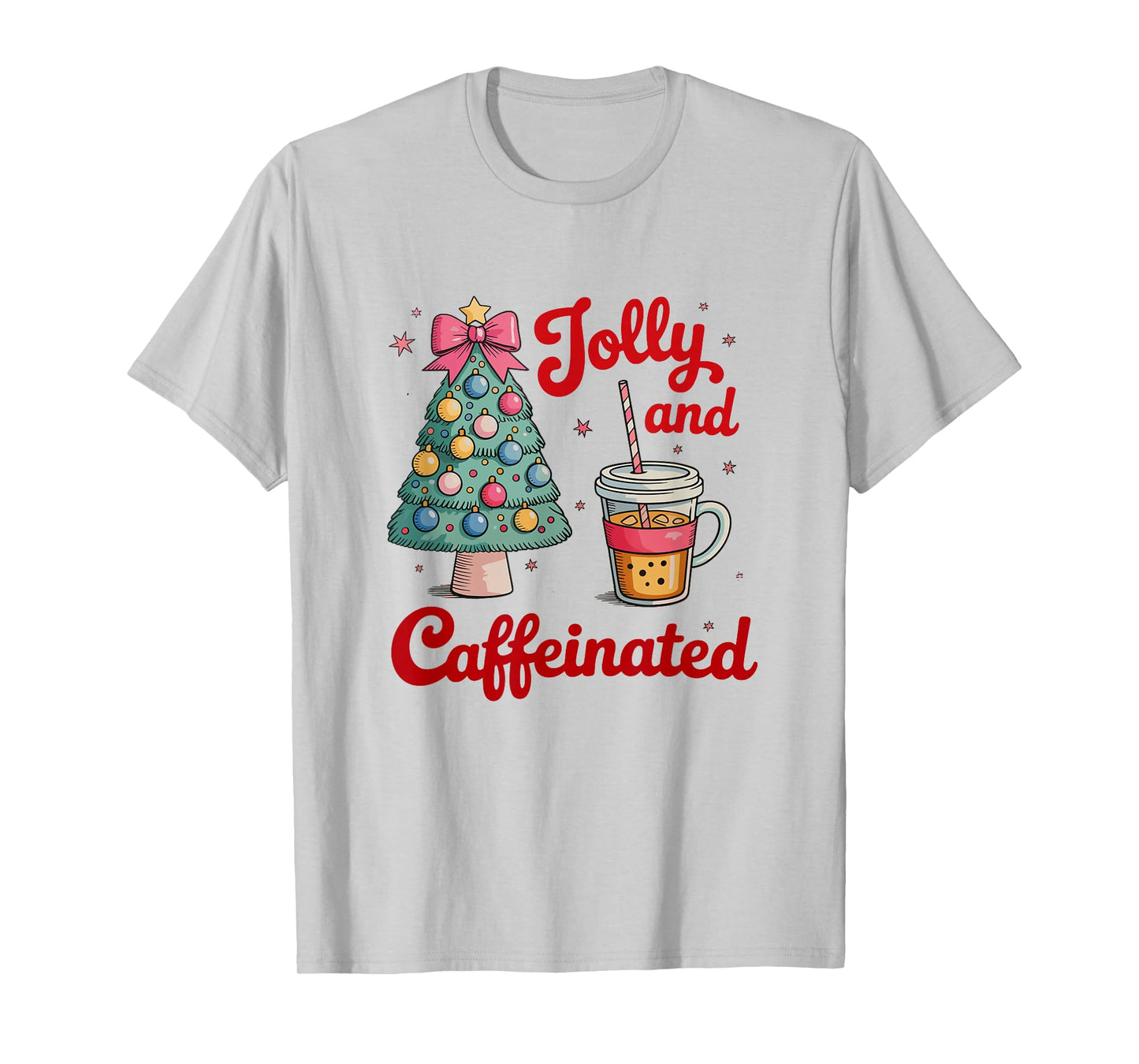 Jolly and Caffeinated Coffee Christmas Tree Xmas T-Shirt