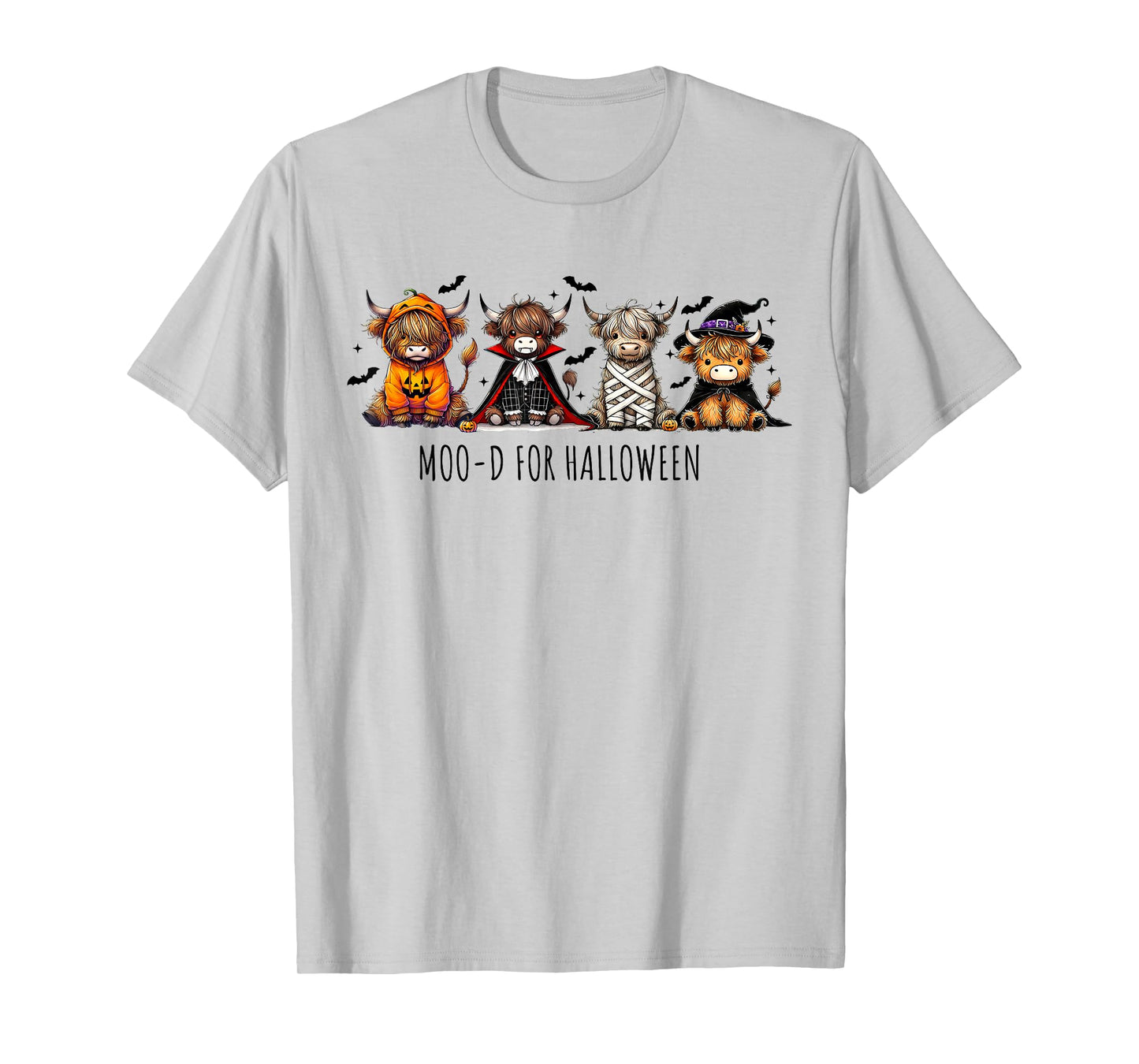 Retro Moo-d for Halloween Highland Cow Spooky Season Outfit T-Shirt