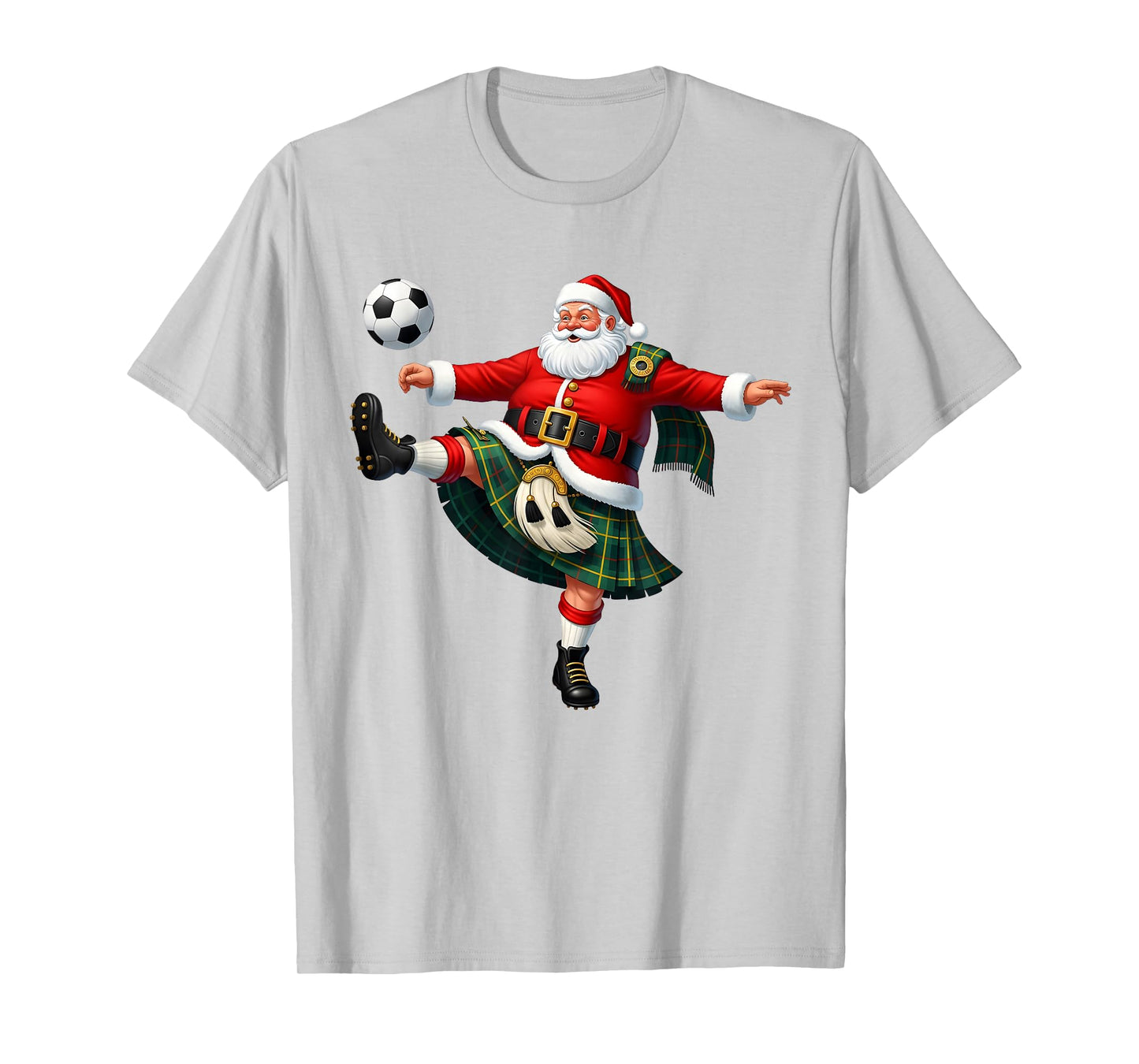 Christmas Soccer Santa Funny Football Festive Merry Design T-Shirt