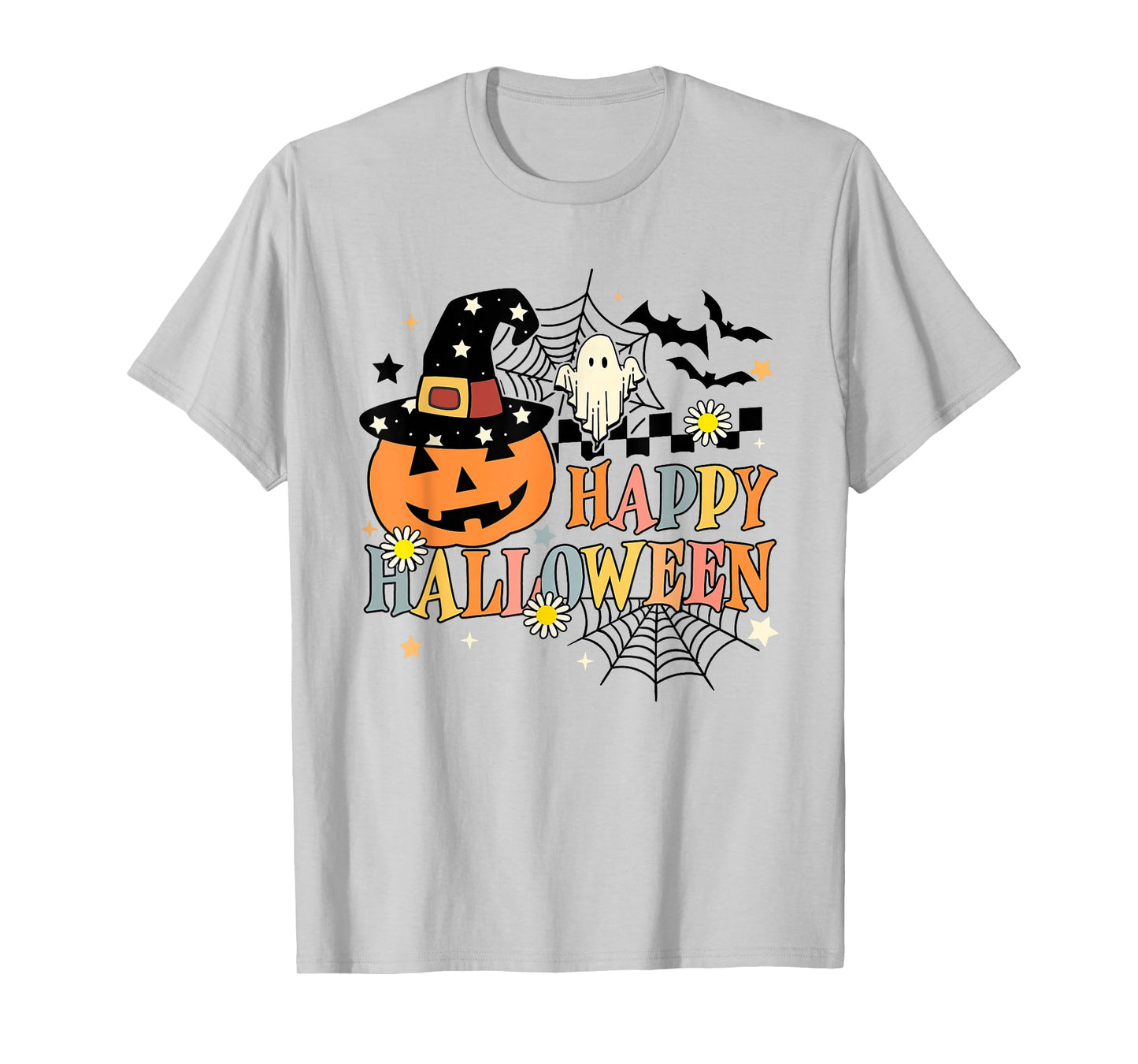Happy Halloween Pumpkin Ghost Witch Hat T-Shirt