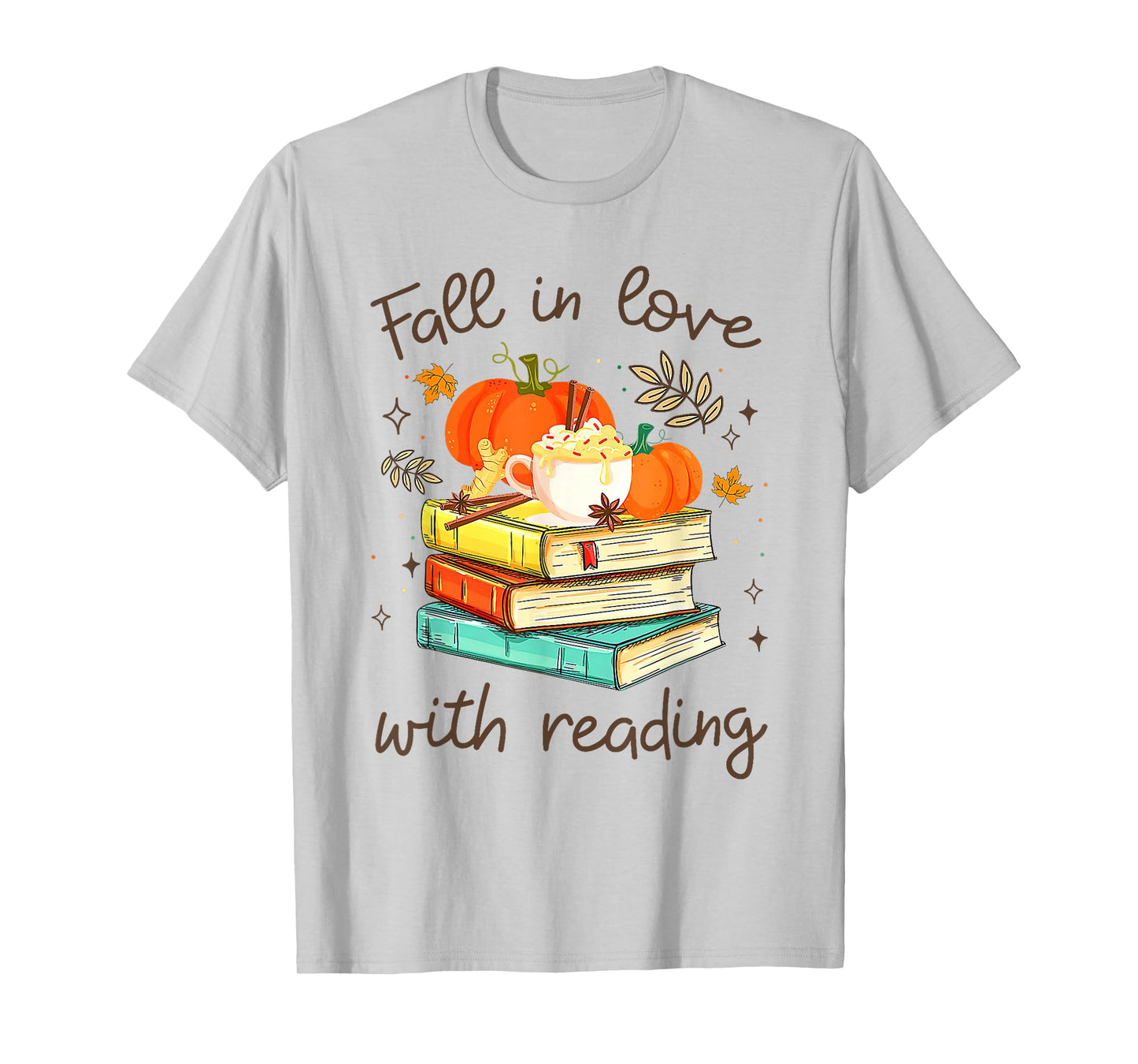 Fall in Love with Reading Book Autumn Pumpkins and Teachers T-Shirt