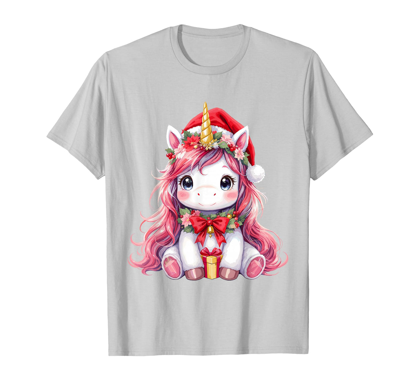 Cute Unicorn Magical Christmas Girls Kids Santa Xmas T-Shirt
