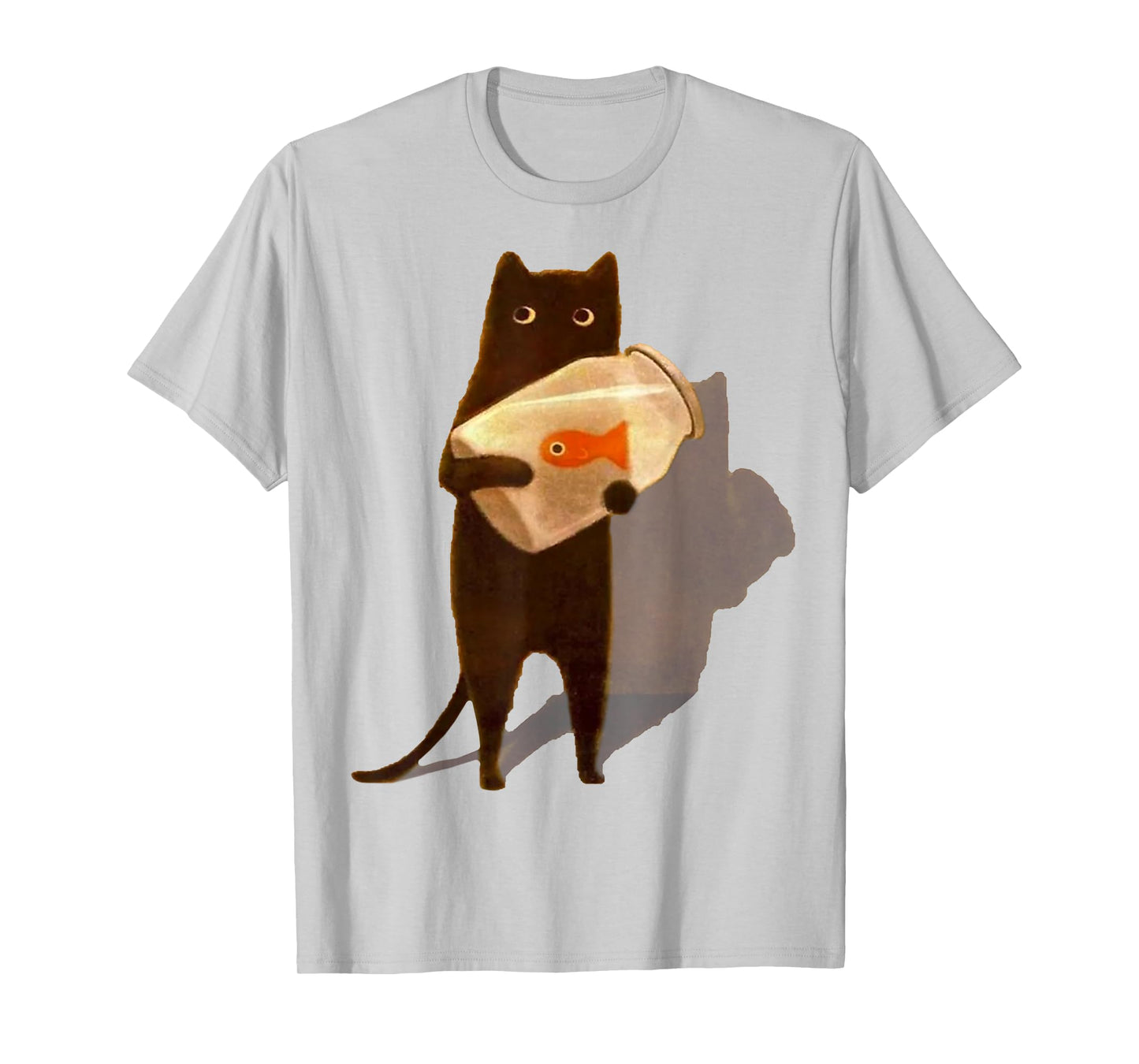 Eagerlys Cat Holding Goldfish Bowl Art Vintage T-Shirt for Men Women