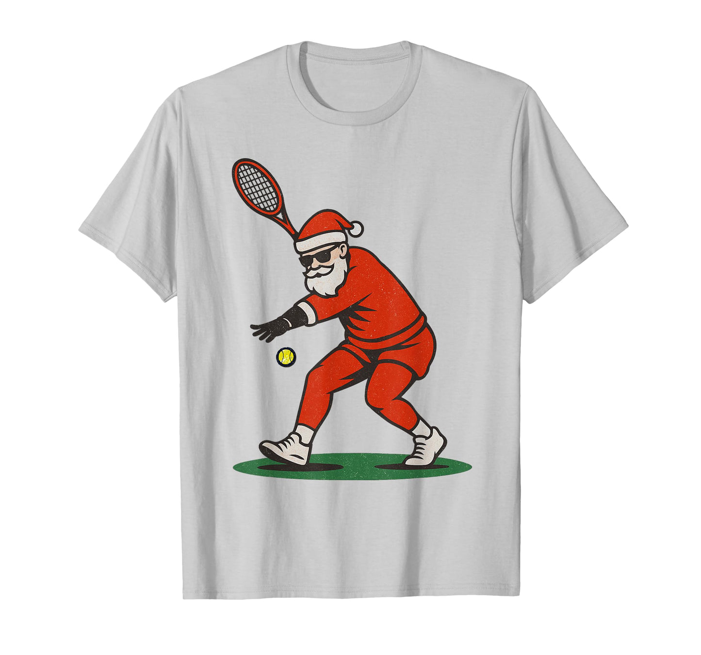 Santa Playing Tennis Christmas Vintage Funny Xmas T-Shirt