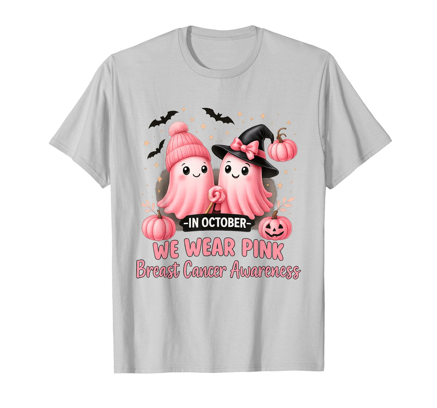 Breast Cancer Women Halloween Girls in October We Wear Pink T-Shirt