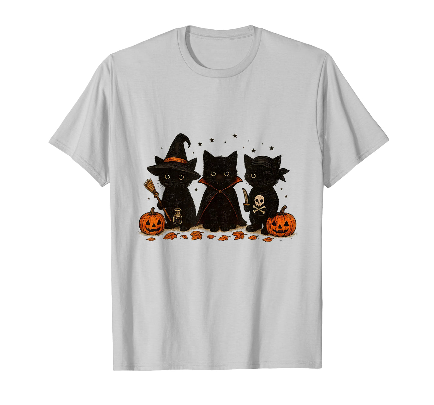 Cute Black Cats in Halloween Costumes | Witch,Vampire &Pirat T-Shirt