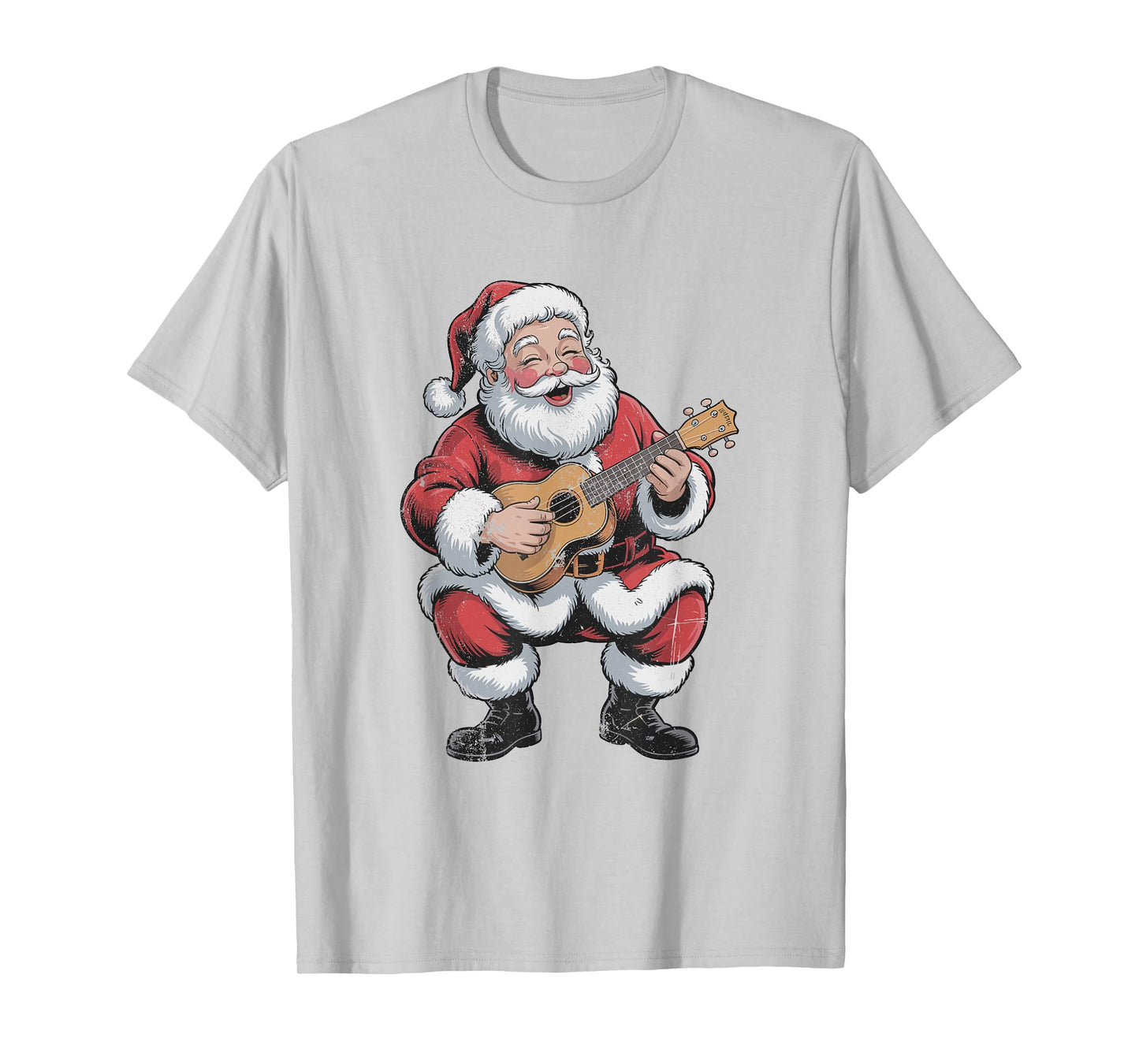 Vintage Santa Playing Ukulele Retro 90s Chrismas Holiday T-Shirt