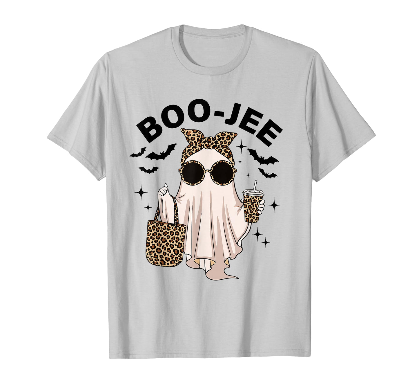 Coquette Leopard Ghost Coffee Boo-JEE Halloween Boujee Ghost T-Shirt