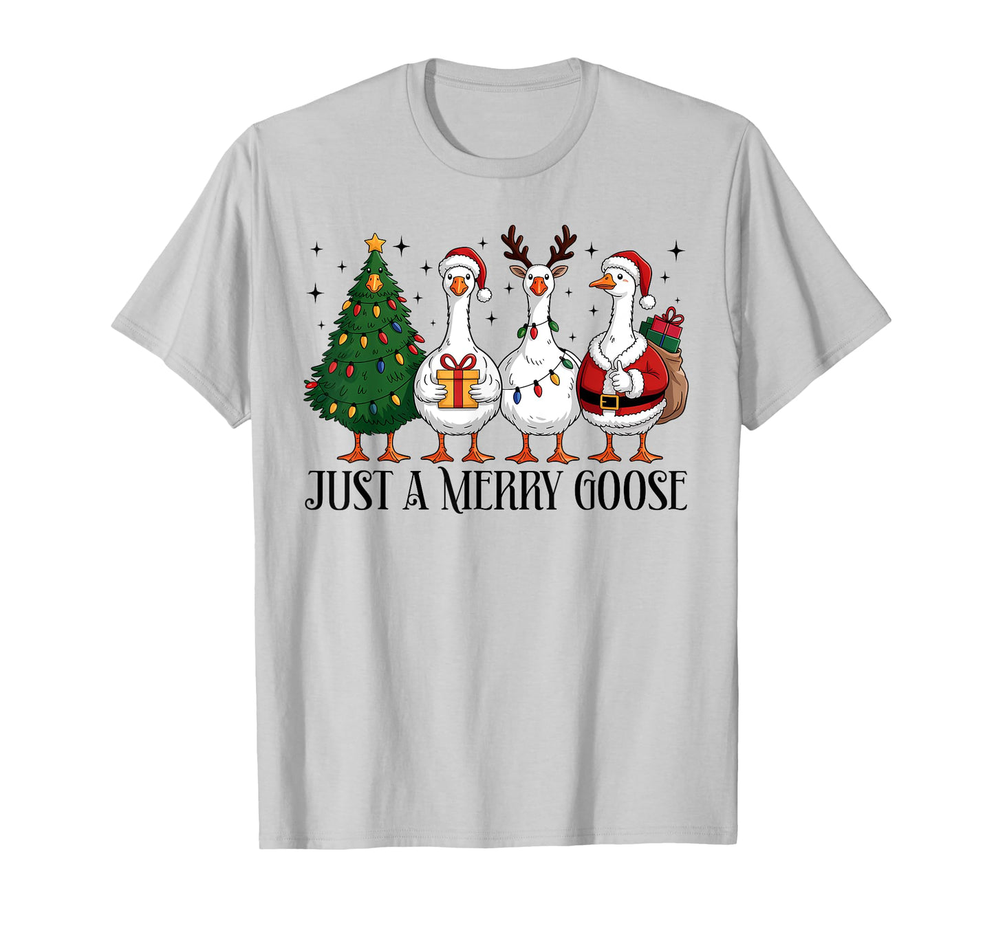 Merry Goosmas Funny Christmas Goose Santa Xmas Tree Holiday T-Shirt