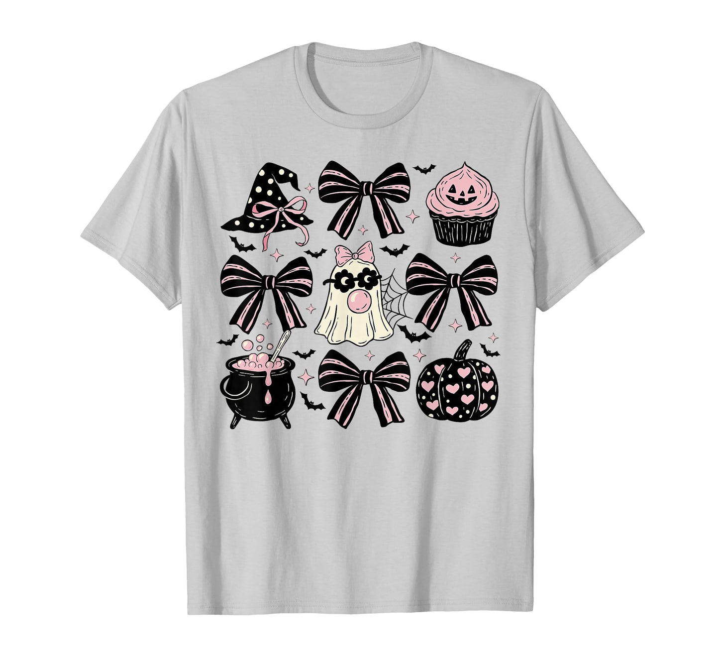 Funny Ghost Halloween Coquette Bow Witch Hat for Women Girls T-Shirt