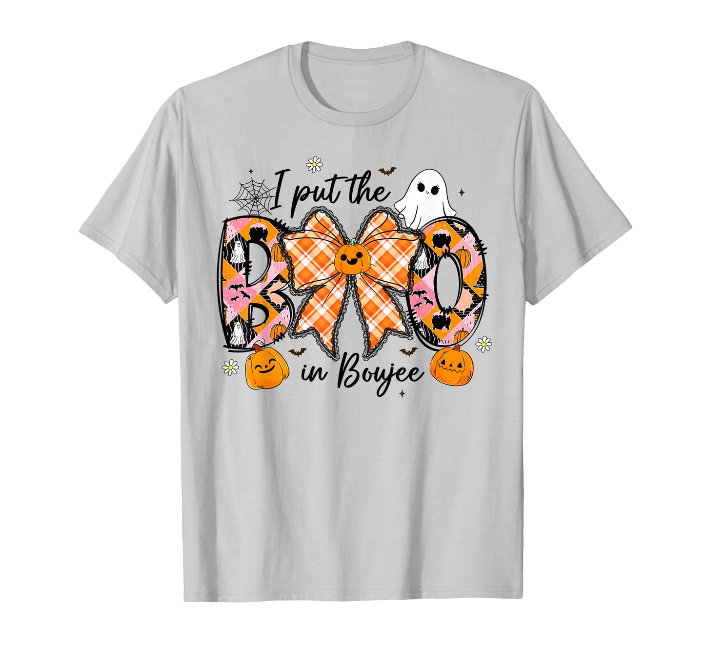 I Put The Boo In Boujee Ghost Coquette Bow Halloween Womens T-Shirt