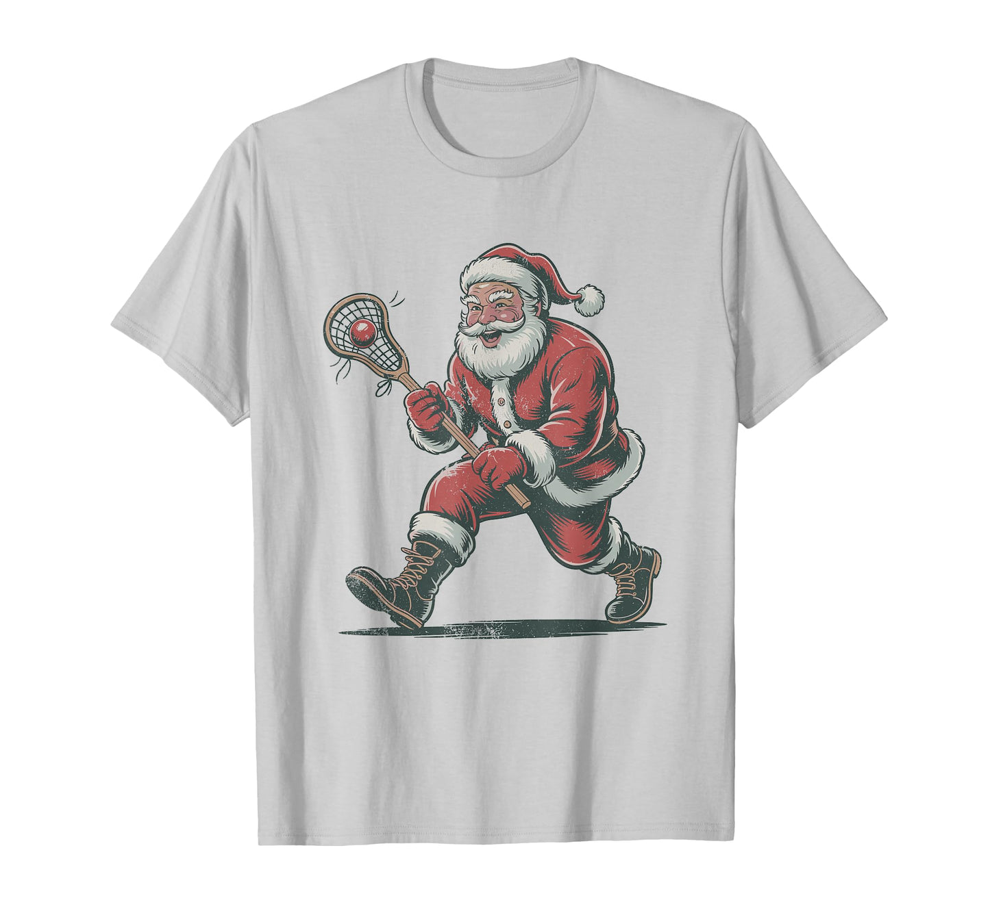 Santa Playing Lacrosse Retro Vintage 90s Christmas Holiday T-Shirt