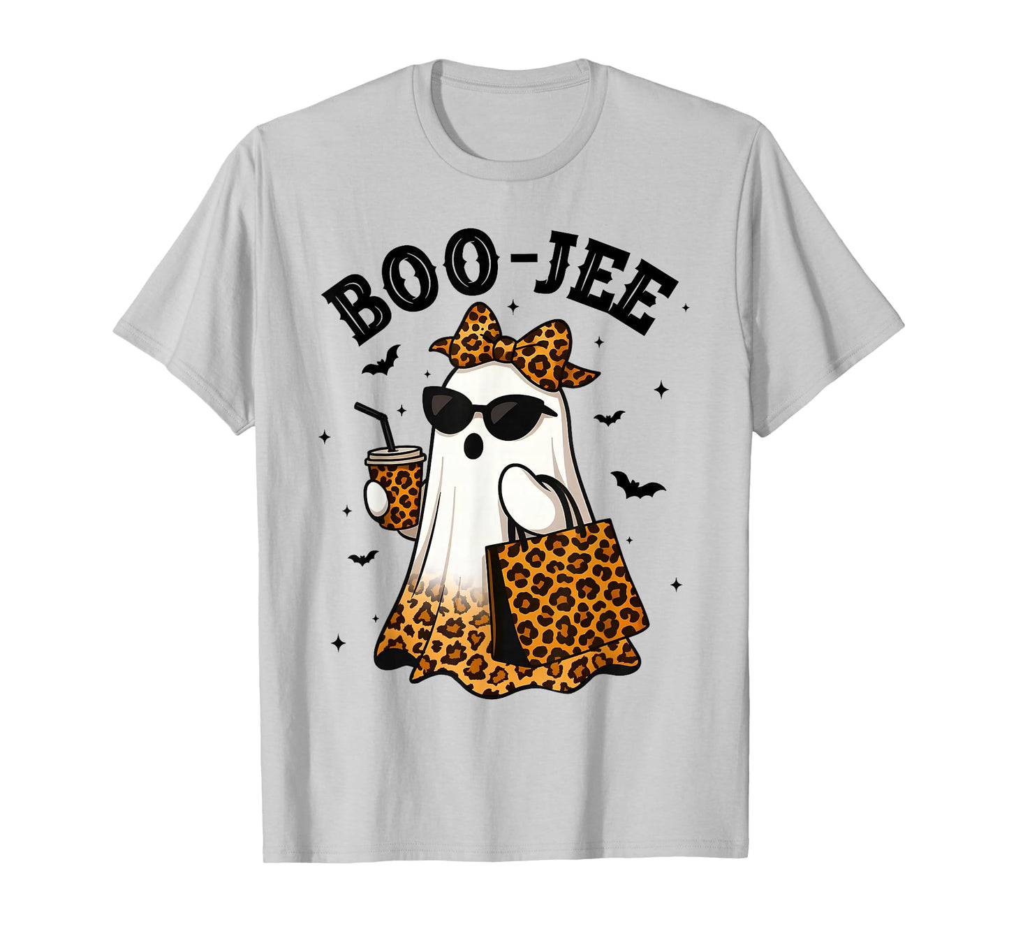 Coquette Leopard Ghost Coffee Boo-JEE Halloween Boujee Ghost T-Shirt