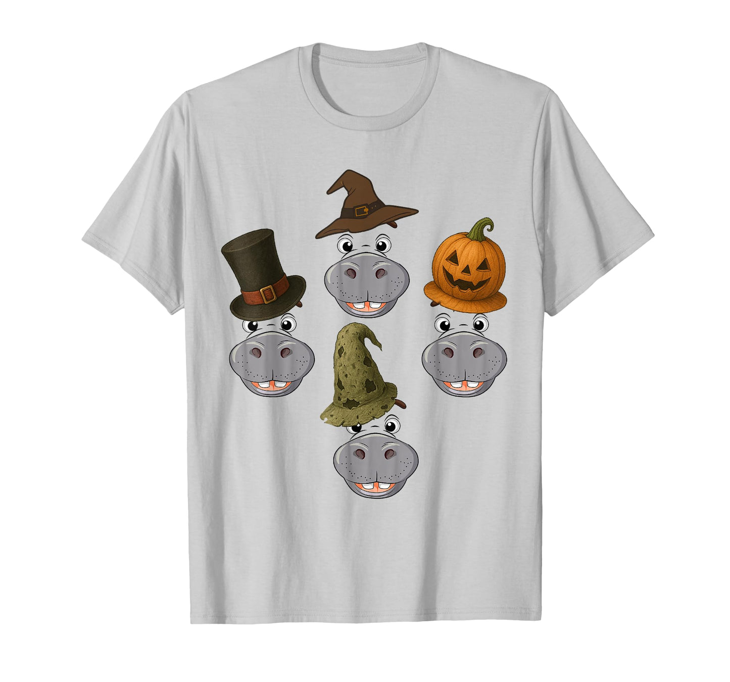 Hippo Spooky Ghost Horror Pumpkin Zombie Halloween T-Shirt
