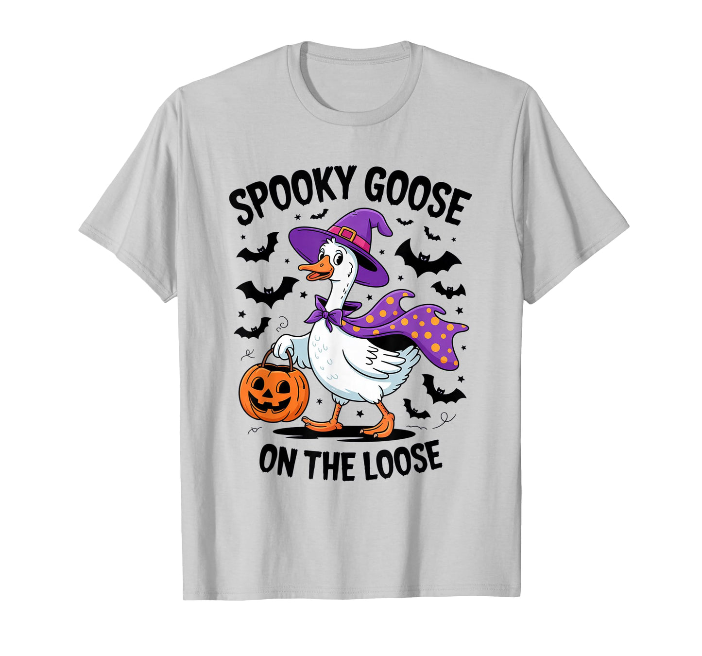 Spooky Goose on The Loose Witch Funny Halloween T-Shirt