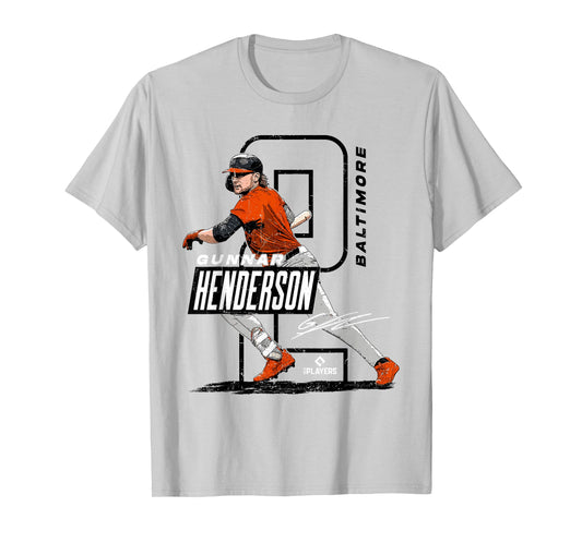 License Champs | Gunnar Henderson Baltimore MLBPA T-Shirt - Orange, Small