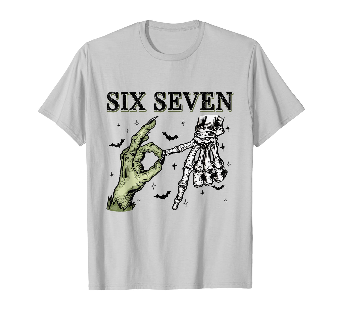 67 Six Seven Brainrot Halloween Witch Skeleton Phrase Meme T-Shirt